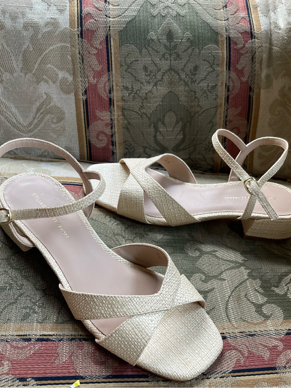Stuart Weitzman Dayna 50 Block Heel Sandals In Raffia. Size 7 Women N15-17 - Picture 10 of 10